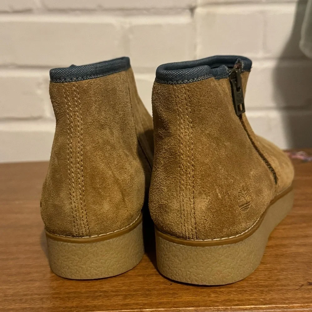Timberland Paxton hill suede zip ankle booties tan 9.5 round toe